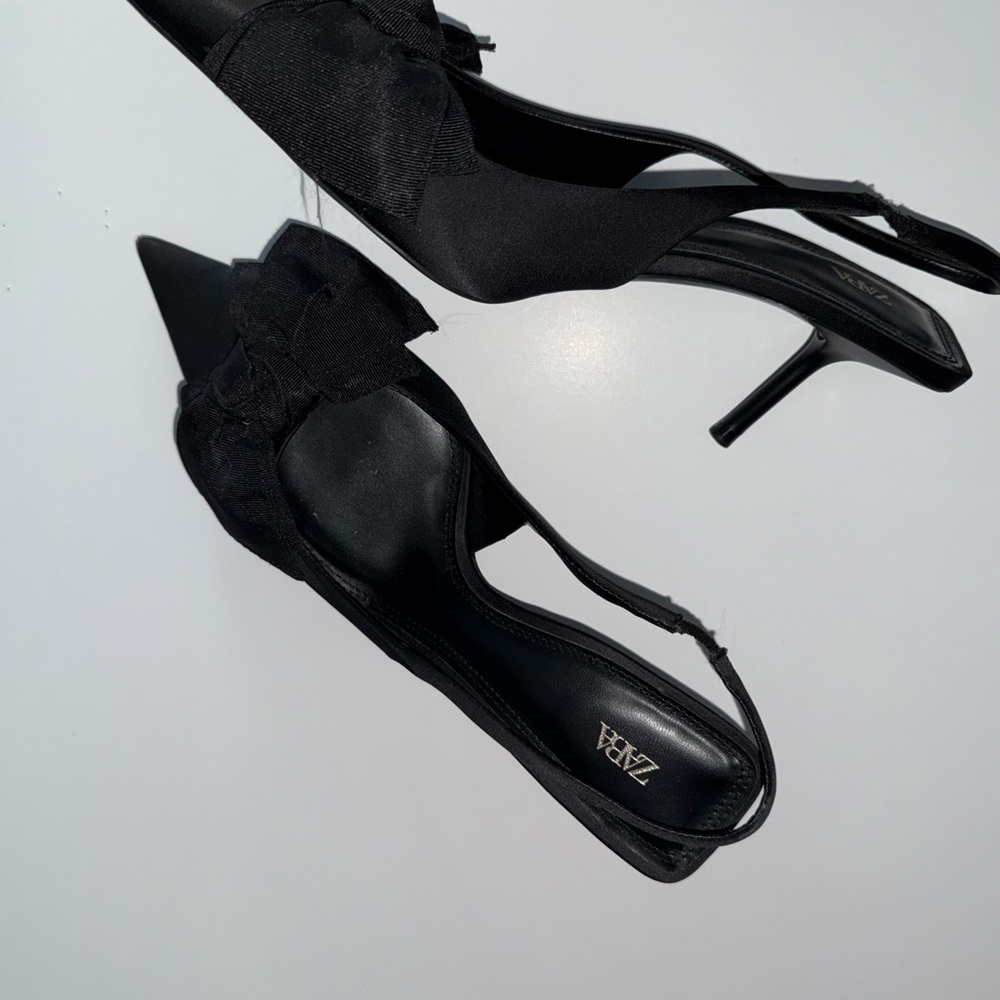 Zara Elegant Black Slingback Heels